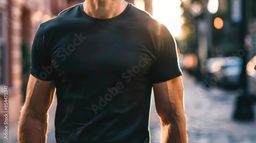 Man in Black T-Shirt Walking in the City