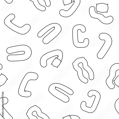 Body pregnancy pillow. Seamless pattern. Coloring Page. Comfortable orthopedic device for sleeping and relaxing. Hand drawn style. Vector drawing. Design ornaments.