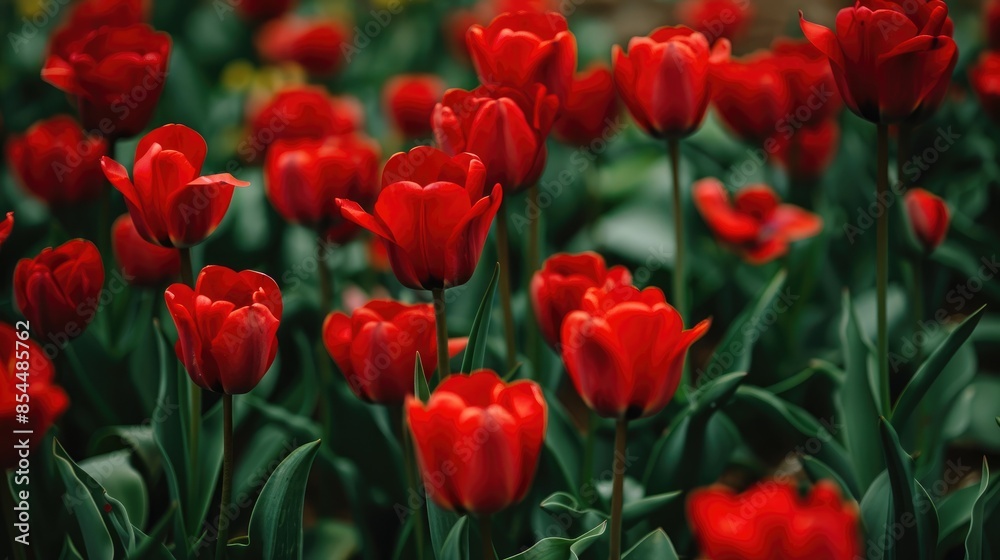 Background of stunning red tulips in the spring Background of stunning red tulips in the spring
