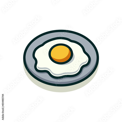 fried egg on a plate food meal vector illustration template design