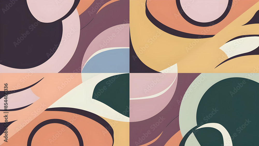 Fototapeta premium Playful Pastel Abstract Shapes Vector Backdrop