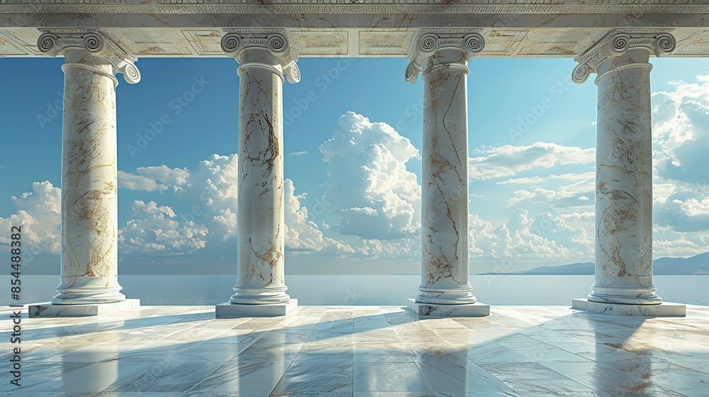 Fototapeta premium Grecian Pillars: Marble Echoes of the Past