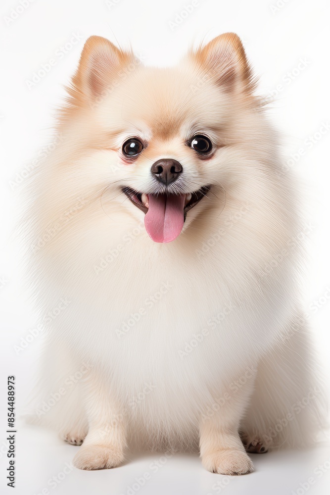 Adorable smiling dog portrait on white background, capturing a cute and funny canine moment Adorable smiling dog portrait on white background, capturing a cute and funny canine moment