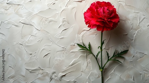 Delicate Carnation Flower on a Minimalist White Background, Showcasing Vibrant Pink Petals and Natural Elegance in a Clean, Open Space Design