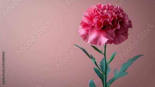 Delicate Carnation Flower on a Minimalist White Background, Showcasing Vibrant Pink Petals and Natural Elegance in a Clean, Open Space Design