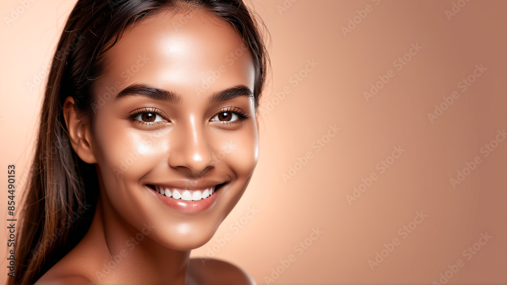 Woman smiling while touching her flawless glowy skin with copy space for your advertisement, skincare
Woman smiling while touching her flawless glowy skin with copy space for your advertisement, skincare