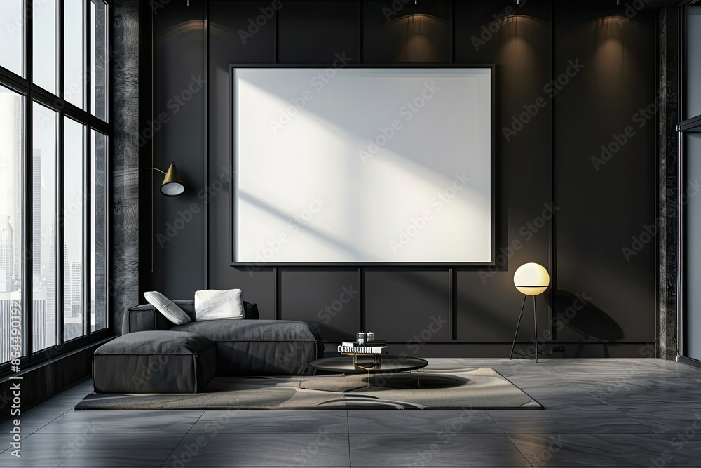 Fototapeta premium Modern Room with Blank Frame for Versatile Design Display