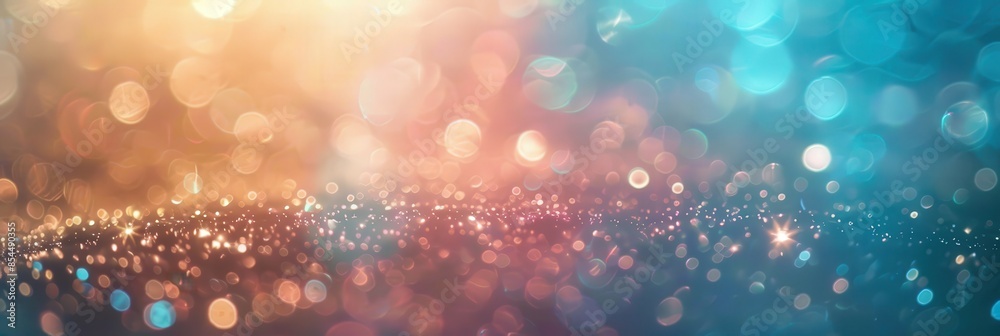 Abstract Bokeh Background with Golden and Blue Lights