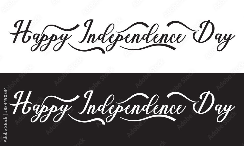 Happy Independence Day. Handwritten calligraphy sketch card. Black Independence Day label on white and black background. lettering composition. Vector illustration. EPS 10 Happy Independence Day. Handwritten calligraphy sketch card. Black Independence Day label on white and black background. lettering composition. Vector illustration. EPS 10