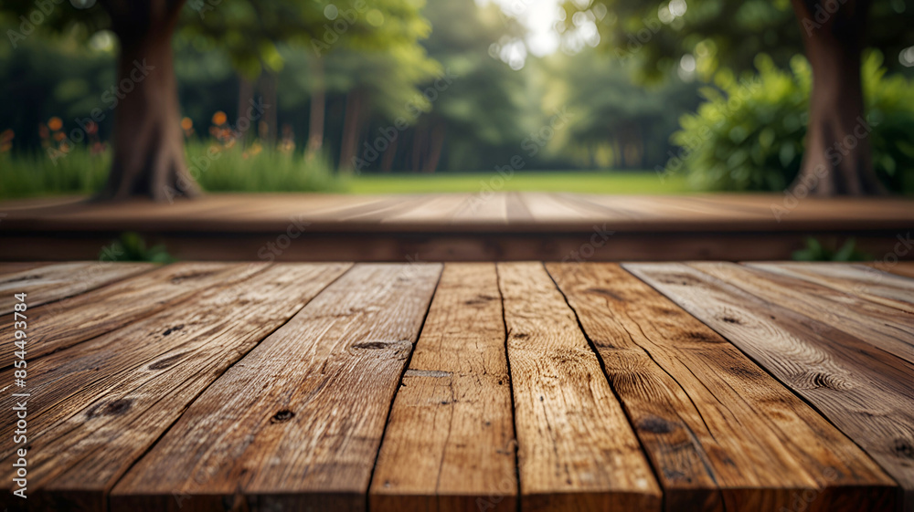 Outdoor background Wooden table in 3d png transparent using for product presentation. Abstract backgrounds. Ai generative Outdoor background Wooden table in 3d png transparent using for product presentation. Abstract backgrounds. Ai generative