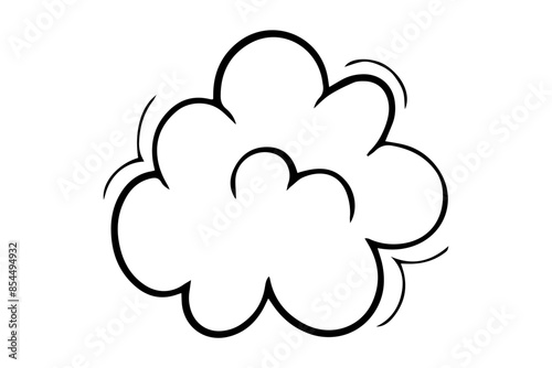 Comic speed motion effect, clouds way, trail set fast wind swirl, puff poof elements isolated on white background. Blow explosion