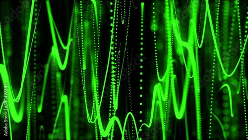 Abstract Speed motion in highway tunnel  digital particles dots and line twist and movement, Loop motion abstract background