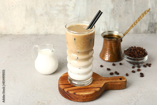 Glass of tasty cold coffee,...