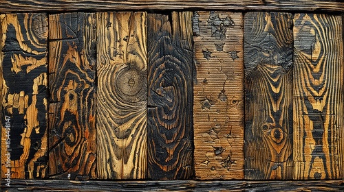 Burnt Wooden Wall with Unique Grain Patterns