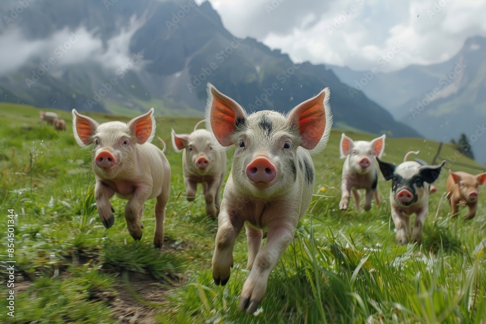 Pigs pig countryside grassland. Pigs pig countryside grassland.