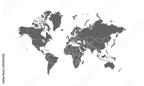 world map isolated on white background. for website layouts, background, education, precise, customizable, Travel worldwide, map silhouette backdrop, earth geography, political, reports.
