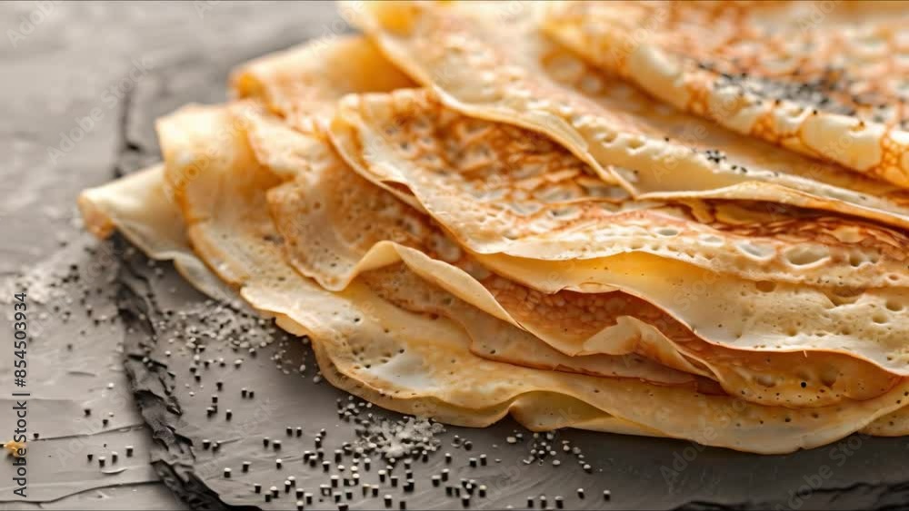 Detailed photo of thin homemade crepes showcasing texture and simplicity. Concept Food Photography, Crepes, Homemade Cooking, Textures, Simplicity Detailed photo of thin homemade crepes showcasing texture and simplicity. Concept Food Photography, Crepes, Homemade Cooking, Textures, Simplicity