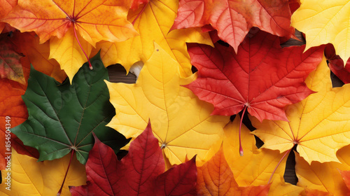 Explore the vibrant beauty of autumn with our collection of Maple leaves in stunning shades of yellow, red, and green hues.