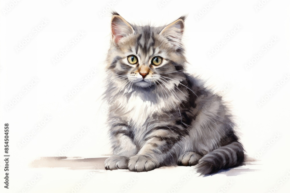 Fototapeta premium Illustration of cat art animal kitten.
