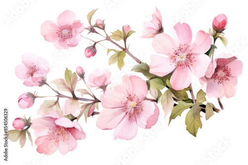Fototapeta Naklejka Na Ścianę i Meble -  Illustration of pink flowers blossom plant cherry blossom.