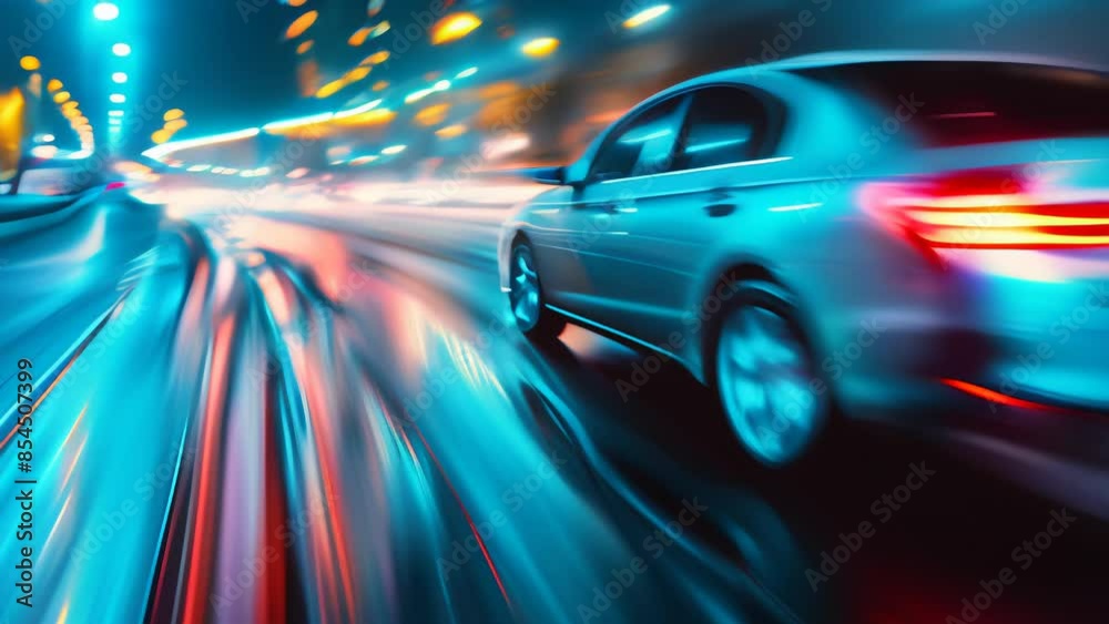 Dynamic city nightlife with speeding car lights Dynamic city nightlife with speeding car lights