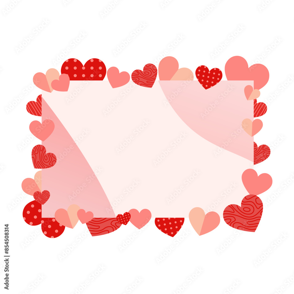 Valentines day frame, cute heart border design