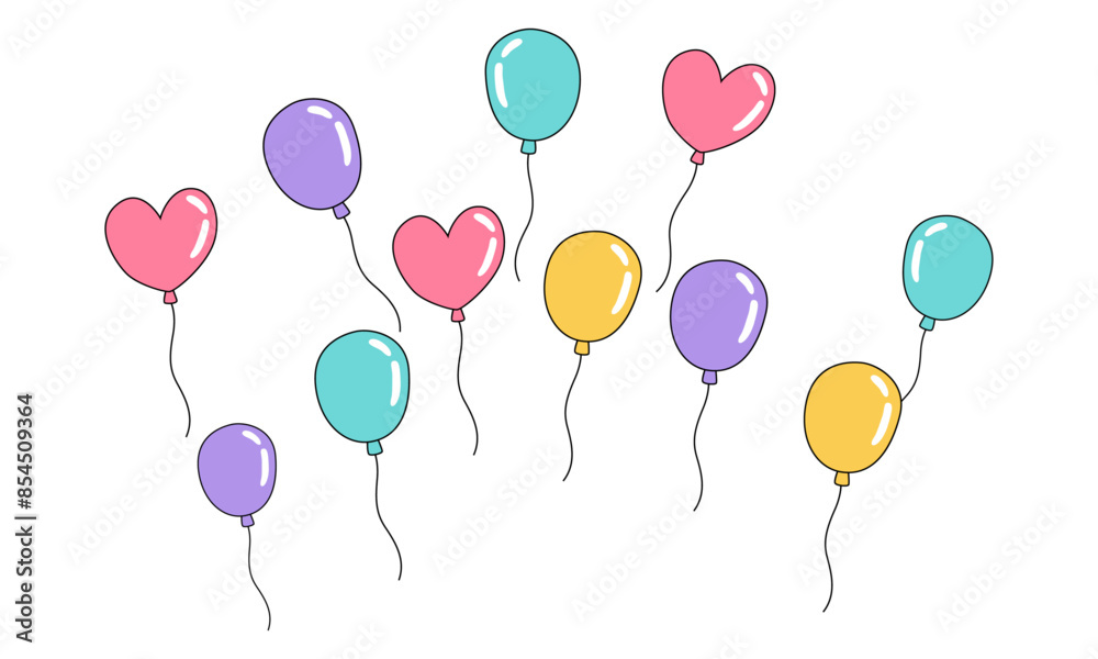 Hand drawn colorful balloons illustration Hand drawn colorful balloons illustration