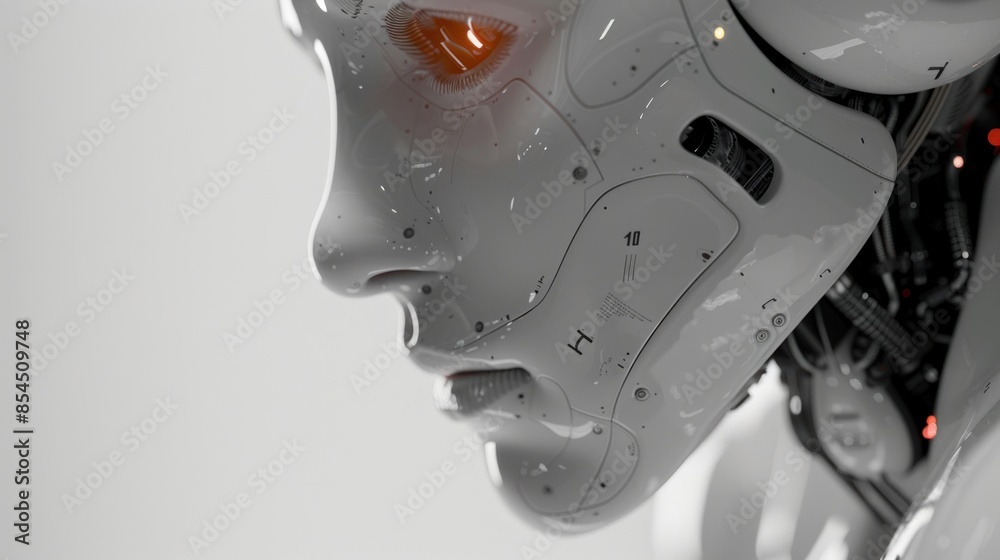 Close-Up of a White Robot's Face Close-Up of a White Robot's Face