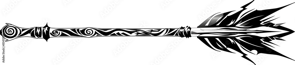 Tribal Tattoo Arrow in Black and White on Clean Background Tribal Tattoo Arrow in Black and White on Clean Background