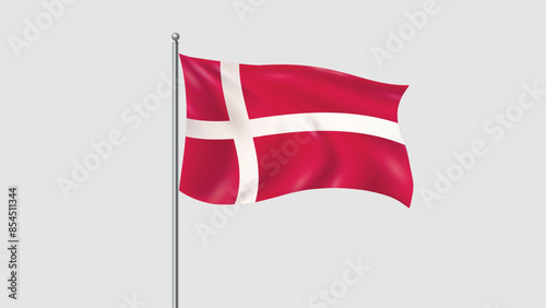 Waving National Flag Of Denmark. 3D Flag Vector