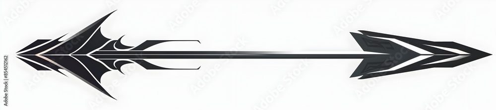 Black Retro Gaming Style Arrow with Spiral Tips on White Background Black Retro Gaming Style Arrow with Spiral Tips on White Background
