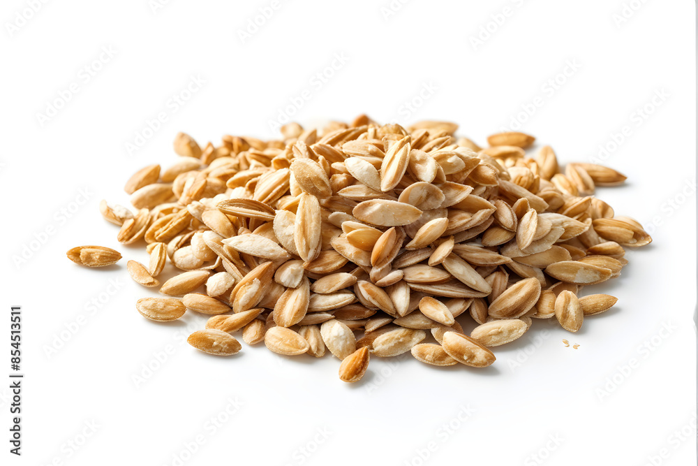 Pile of rolled oats isolated on white, top view
Pile of rolled oats isolated on white, top view