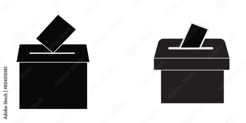 Black Election Vote ballot box for voting flat vector icon for apps and websites. Ballot icon vector illustration on white background. Election vote business concept. Eps file 15. Black Election Vote ballot box for voting flat vector icon for apps and websites. Ballot icon vector illustration on white background. Election vote business concept. Eps file 15.