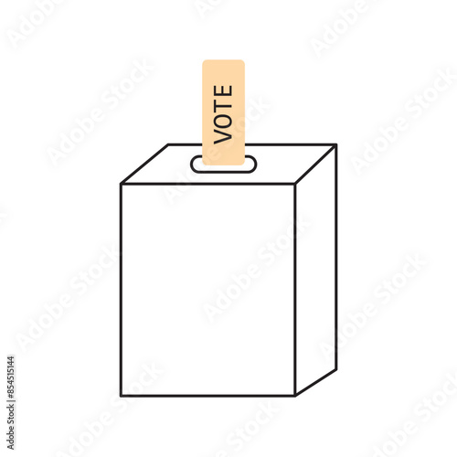 Vote box or ballot box icon isolated on white background illustration for graphic and web design. Election Vote concept icon template color editable. Vector illustration. Eps file 14.