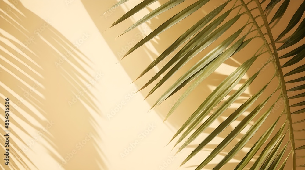 Obraz premium Abstract background of fresh palm leaves and shadows UHD Wallpaper