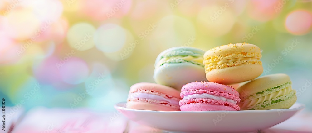 Close up of colorful macaroons in a french bakery Close up of colorful macaroons in a french bakery