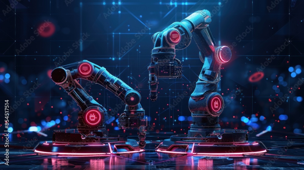 Futuristic Robotic Arms in a Digital World Futuristic Robotic Arms in a Digital World