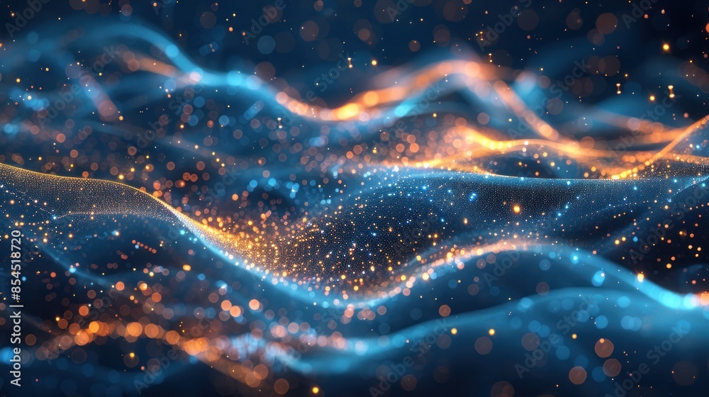 Obraz premium Abstract Blue and Orange Glowing Waves