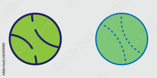 Tennis ball flat icon with isolated on grey background. Simple Tennis ball in flat style, web and mobile design. Sport equipment elements vector sign symbol. Vector illustration. Eps file 63.