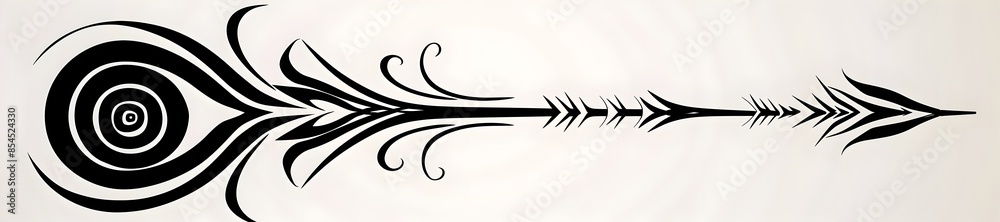 Minimalistic Tribal Styled Black Arrow with Spiral Details Minimalistic Tribal Styled Black Arrow with Spiral Details
