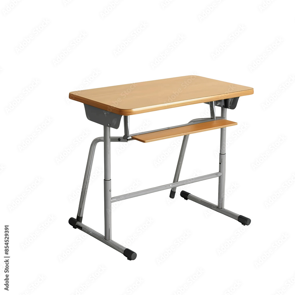 Modern wooden student desk with metal legs, ideal for school or home study. Simple and functional design offering ample workspace. Modern wooden student desk with metal legs, ideal for school or home study. Simple and functional design offering ample workspace.