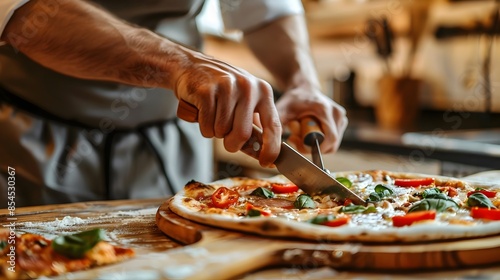 Chef Slicing Freshly Baked ...
