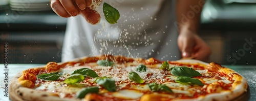 Chef Sprinkling Fresh Basil...