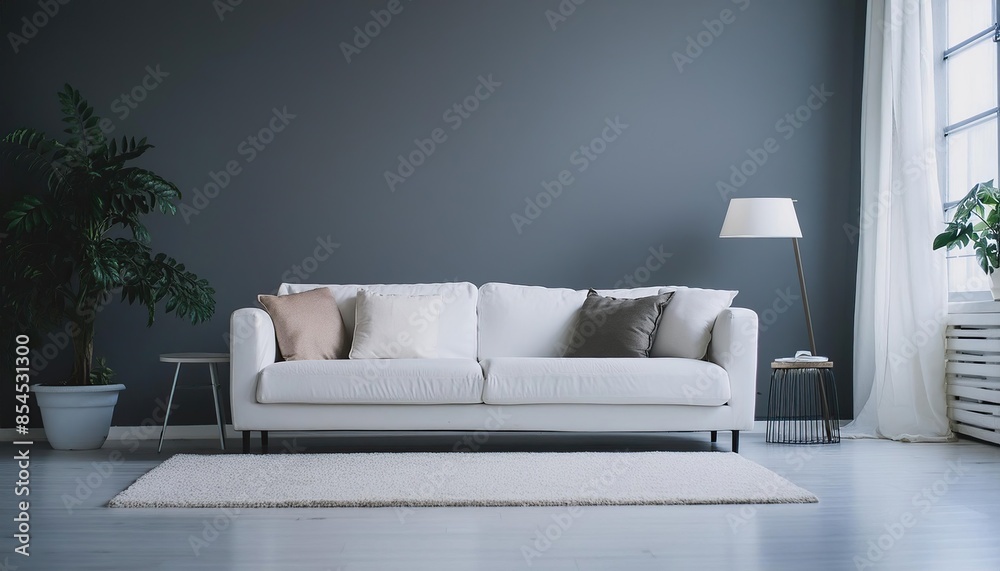 Modern Minimalist Living Room with White Sofa Modern Minimalist Living Room with White Sofa