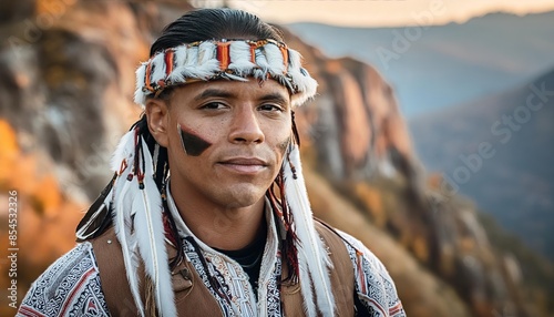 portrait of a Native American Indian in national costume