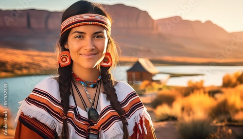 portrait of a Native American Indian in national costume