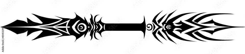 Black Tribal Spiral Arrow Clip Art on White Background Black Tribal Spiral Arrow Clip Art on White Background