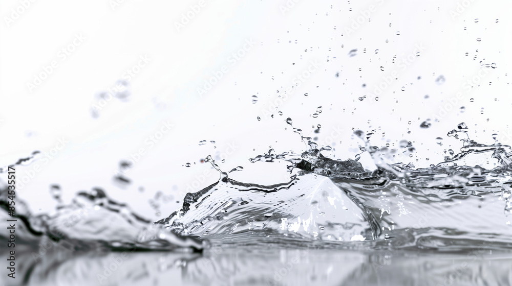 High-Speed Water Splash in Air on White Background High-Speed Water Splash in Air on White Background