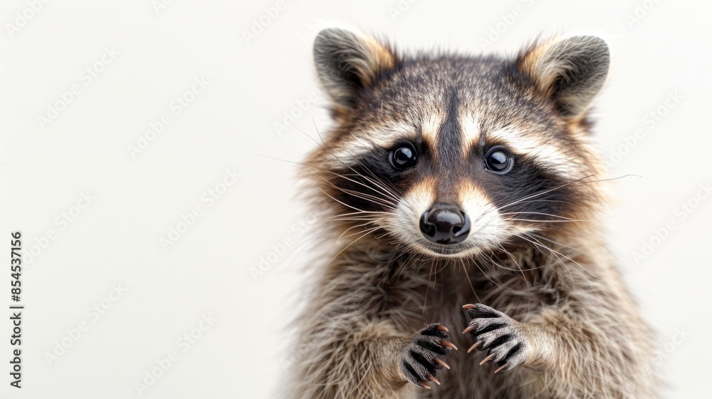 Humorous portrait of a raccoon making a rock gesture, isolated on white, AI Generative Humorous portrait of a raccoon making a rock gesture, isolated on white, AI Generative