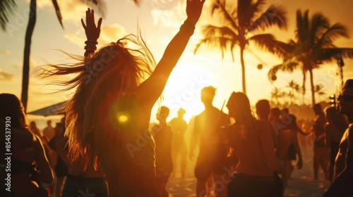 Fototapeta Naklejka Na Ścianę i Meble -  The beach sunset party